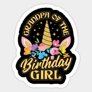 Grandpa of the Birthday Girl Unicorn Sticker